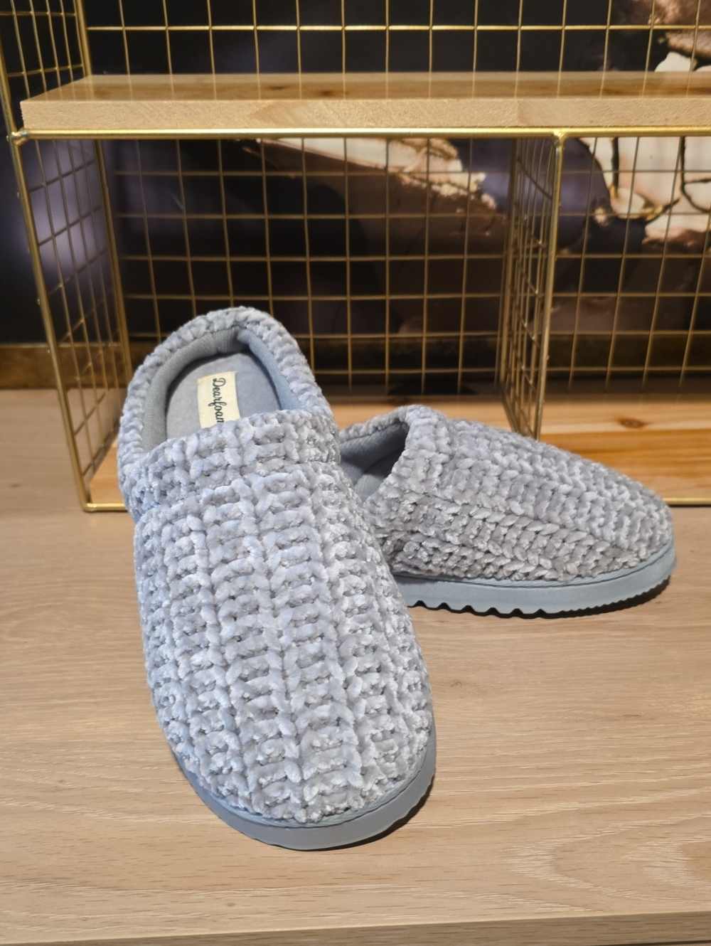 Plush Slip-On Kids Shoes in Light Blue